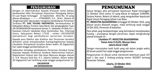 iklan pengumuman koran